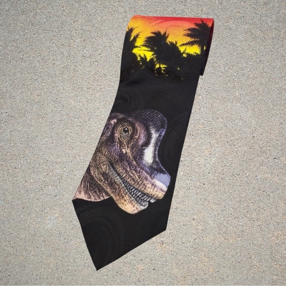 Jurassic Park Other - Vintage Jurassic Park Multicolored 100% Silk Novelty Dinosaur Print Tie OS